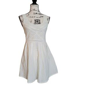 American Eagle Outfitters Ivory Color Skater Dress with Chiffon Eyelet